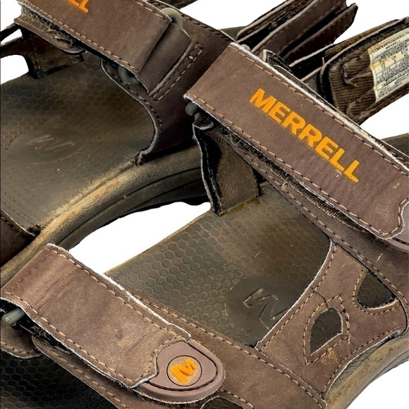 Merrell Men’s Dark Earth/Marmalade Air Cushion Sandals - Picture 12 of 15